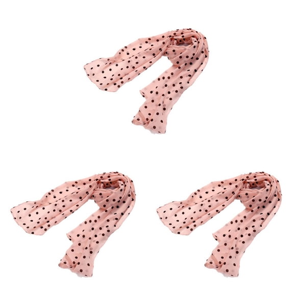3pcs Stylish Dots Chiffon Scarf Sunscreen Long Scarves Sun Block Shawl Wraps For Women Girls 150 x 48 cm (Pink Scarf, )