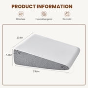GIANNA Wedge Pillow, Memory Foam Bed Wedge for Acid Reflux & Recovery, Removable Washable Cover, White Gray, 23.6×23.6×7.5in