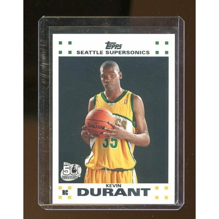 Kevin Durant Autographed Basketball - 2007-08 Topps Rookie Set #2 Kevin Durant Seattle Sonics Rookie Card