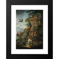 thumbnail image 2 of Giovanni Crivelli 14x18 Black Modern Framed Museum Art Print Titled - A Peacock, Cocks, Hens and Other Birds, with a Landscape Beyond, 2 of 5