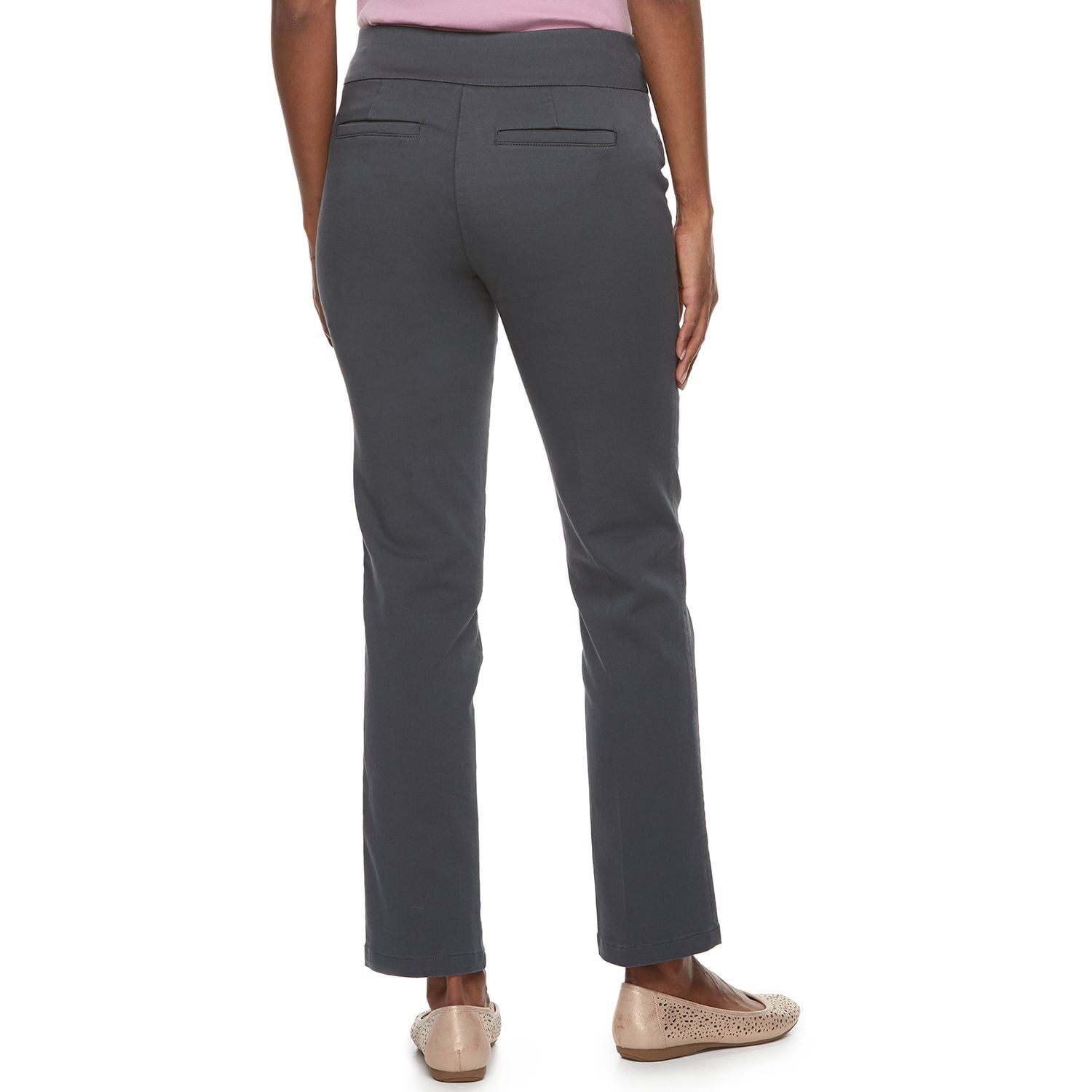 Women's Croft \u0026 Barrow® Effortless Stretch Pull-On Straight-Leg Pants  Color: Black Micro Geo Size: 16 - Walmart.com