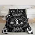 thumbnail image 2 of Erosebridal Tree of Life Comforter Set Sun and Moon Bed Sets, Gothic Moth Duvet Trippy Galaxy Stars Quilt Duvet King Cosmic Celestial Stars Down Comforter, Luxury Chic Bedroom Decor 3Pcs Black White, 2 of 7