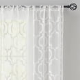 thumbnail image 3 of Junvictex Lace Sheer Curtains White for Bedroom Classic Geometric Rod Pocket Living Room Panels Knitted Moroccan Pattern Light Filtering Privacy Airy Semi Sheer,52"Wx84"L,2 Panels, 3 of 5