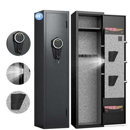 Silkight 49 Digital Gun Safe - Quick Access Rifle Safe with Alarm System&LED Light - Gun Cabinet with Removable Shelf for home