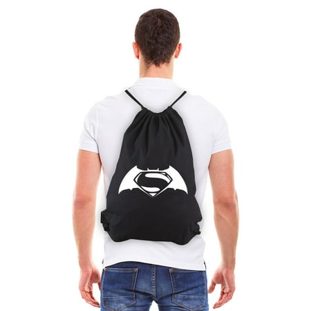 Batman V Superman Logo Eco-Friendly Reusable Draw String Bag Black &