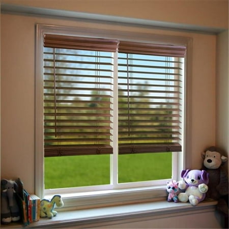 DEZ Furnishing QJBK394480 2 inch Cordless Faux Wood Blind, Dark Oak - 39. 5 W x 48 L inch