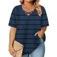 thumbnail image 2 of fatyb Summer Tops for Women Plus Size Criss Cross V Neck T Shirts Casual Short Sleeve Pullover Blouses, 2 of 6