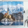 thumbnail image 1 of Ambesonne Winter Shower Curtain, Lake Scene Illustration, 69"Wx84"L, Multicolor, 1 of 3