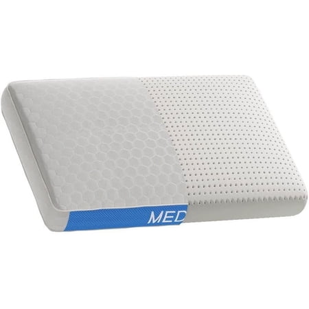 Gel Layer Reversible 2-in-1 Cool Ice Medium Pillow in White/Blue