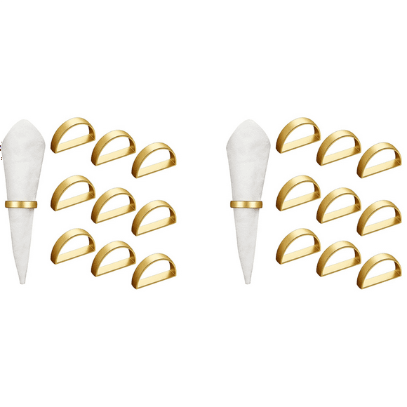 20 Pieces Gold Napkin Rings Metal Napkin Ring Holders Modern Design Ring Holder Metal Semicircle Serviette Buckles