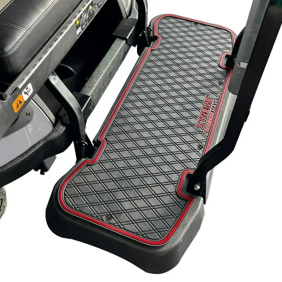 Xtreme Mats Golf Cart Mat for Rear Facing Foot Rests & Rear Seat Kits - Fits EZGO RFSPRO L6 Rear Foot Rest Mat - RED Trim