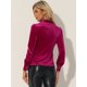 thumbnail image 3 of Blusa de trabajo informal de manga larga con cuello de corbata de terciopelo retro para mujer Allegra K Rosa Caliente S, 3 of 6