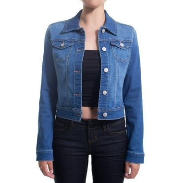 Made by Olivia Women's Classic Casual Hooded Denim Jacket 