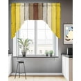 thumbnail image 3 of Yellow Brown Kitchen Curtains Swag Valance for Windows/Bathroom/Cafe, Farmhouse Wood Grain Vintage Striped Rod Pocket Drape Panel Swag Curtains Valance for Bedroom/Living Room 56"x36", 3 of 6