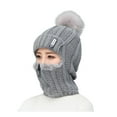 thumbnail image 2 of Faux Fur Hat Womens Earmuffs Add Flocking Thermal Cycling Warm Winter Hat Knitting Scarf Grey, 2 of 6