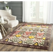 SAFAVIEH Ikat Anderson Southwestern Wool Area Rug, Cream/Brown, 4' x 6'