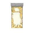 thumbnail image 2 of Ambesonne Vintage Fitted Sheet & Pillow Sham Set, Golden Floral Ornament, Full, Cream Yellow, 2 of 3