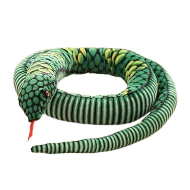 Serpiente de peluche de imitación, almohada de cama larga, animal salvaje, truco de animal falso Verde