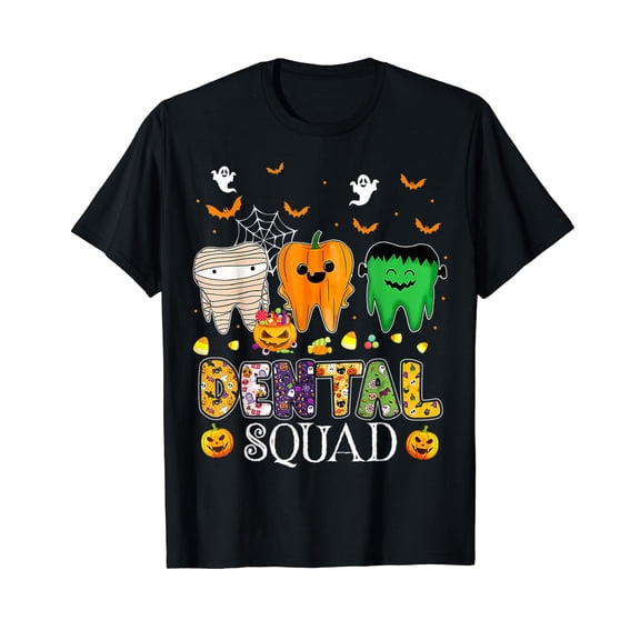 Funny Dental Spooky Dental Squad Costume Dentist Halloween Black T-Shirt Gift
