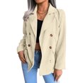 thumbnail image 2 of Vedolay Tops Women's Oversized Blazer Jackets Casual Lapel Collar Open Front Button Work Office Top,Beige XL, 2 of 5
