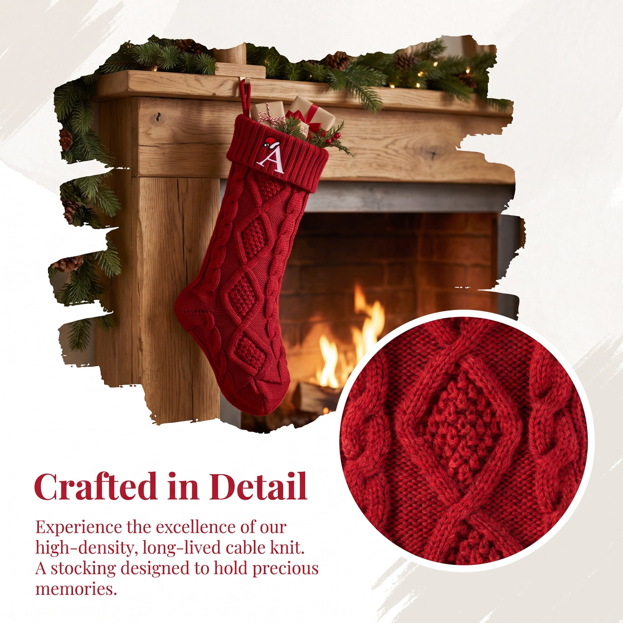 Unique Bargains Canine Bone Christmas Stocking Luxury Puppy Holiday Keepsake Sack Red Letter A 17"
