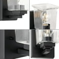 thumbnail image 3 of Gilmour Collection One-Light Modern Farmhouse Matte Black Clear Glass Bath Vanity Light, 3 of 7