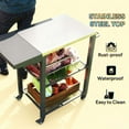 thumbnail image 6 of Outdoor Storage Box, Stainless Steel Top Oven Stand with Foldable Side Table,Three-Shelf Outdoor Grill Cart Table with Hooks, Black And Silver Deck Box,Stainless Steel,Steel Deck Box Outdoor, 6 of 8