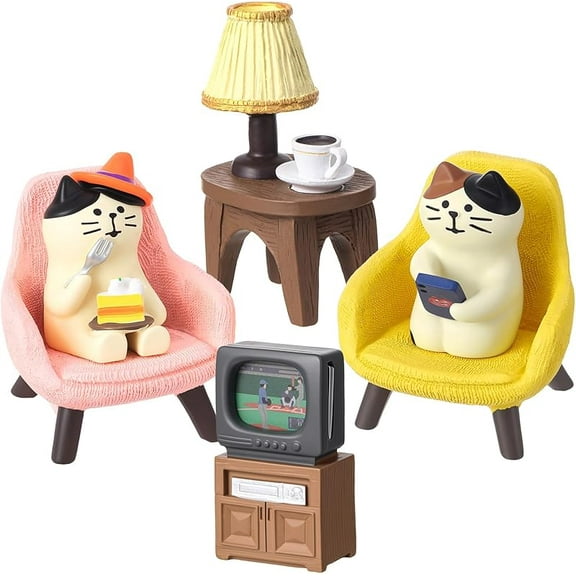 Wrongduck Miniature Frog Figurines Set, 6-Piece Funny Resin Desk Decor with Tiny Frogs, Sofa, Table and Lamp for Office Shelf Fairy Garden Decoration