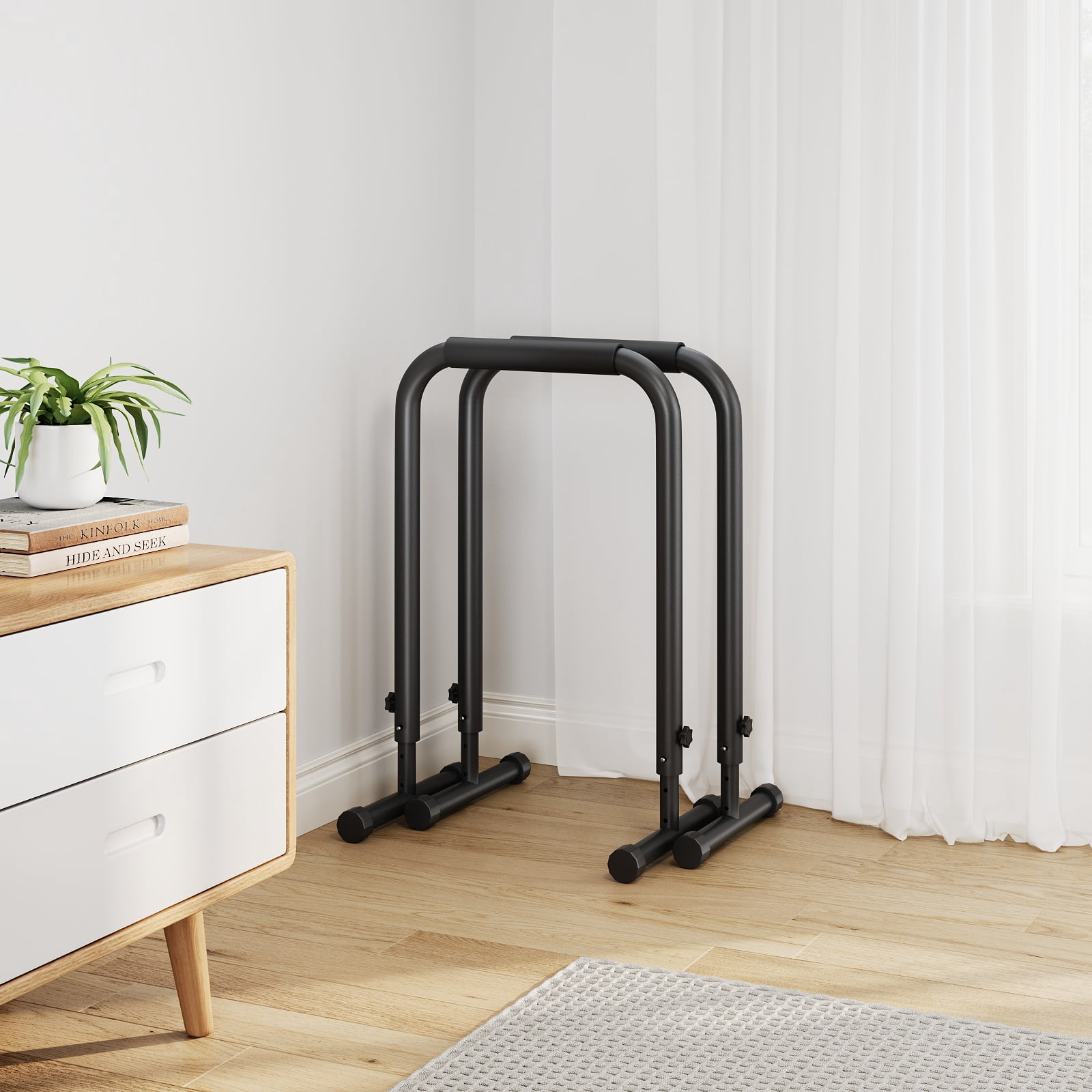 Heavy Duty Dip Bar Station 440LBS, Adjustable Height 32-36", Portable for Home Gym Calisthenics