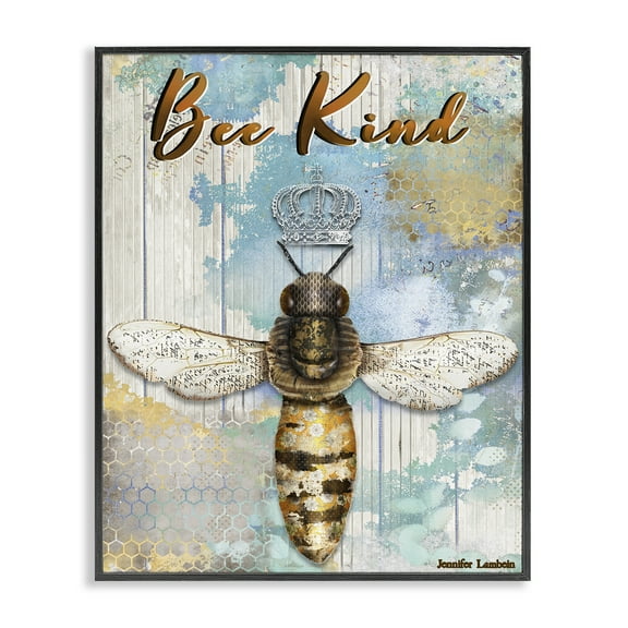 Stupell Industries Bee Kind Rustic Glam Animals Painting Black Framed Art Print Wall Art, 11 x 14