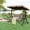 Brown, variant on AODAILIHB Outdoor 3-Seat Swing, Patio Swing Chair with Adjustable Canopy and Cup Holder for Backyard, Garden, Poolside, Blue