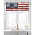 thumbnail image 2 of Vintage American Flag Kitchen Valances for Windows Farmhouse Linen Window Valance Curtain for Living Room Window Treatment Country Wooden US Flag Valance Rod Pocket Topper Drape, 60 x 18 Inch, 2 of 6