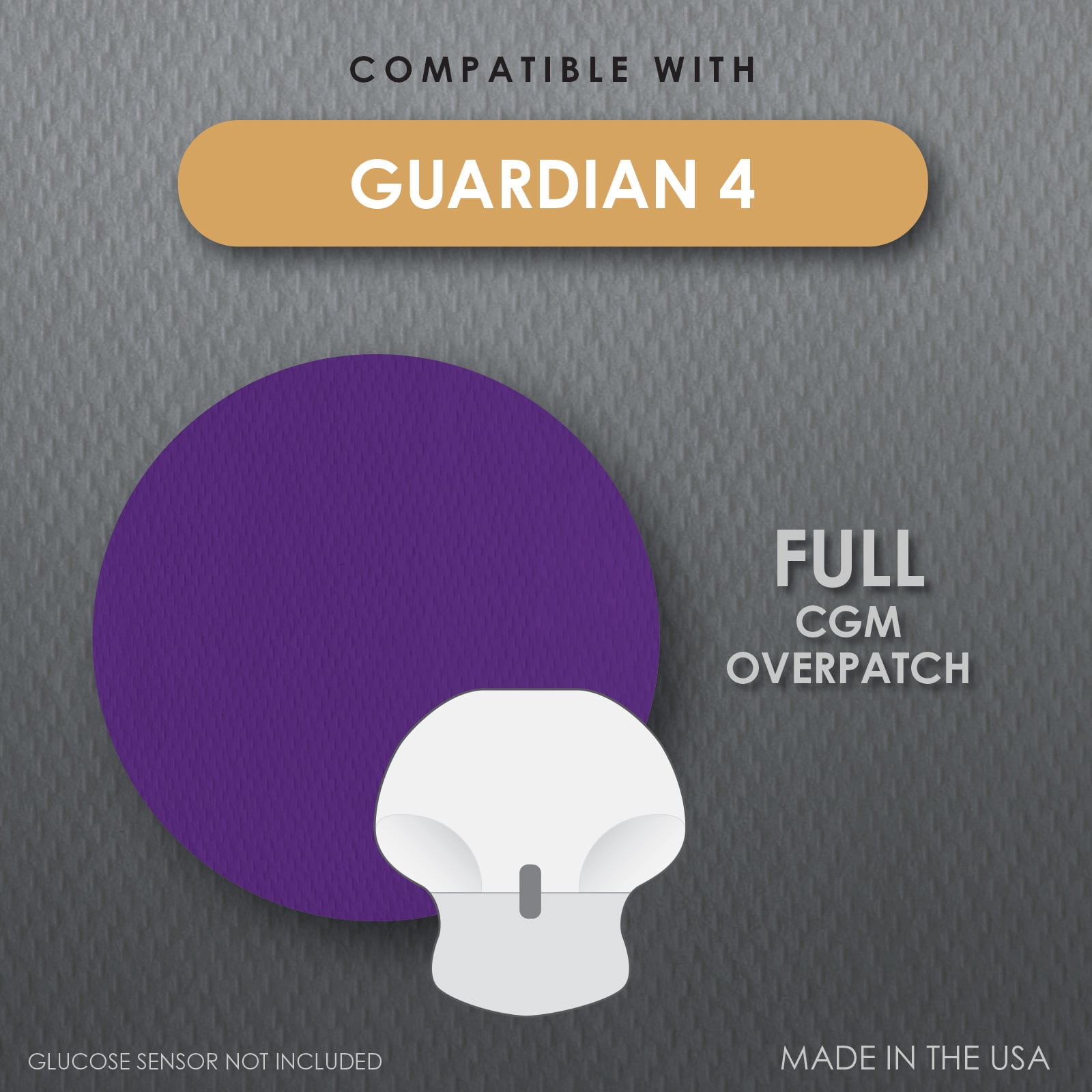 CoverGuard CGM Overpatch | Guardian 4 | Purple Full Coverage Design| 25-Count | Waterproof Adhesive | Anti-Fray | Easy Application & Removal | Sensor Protection