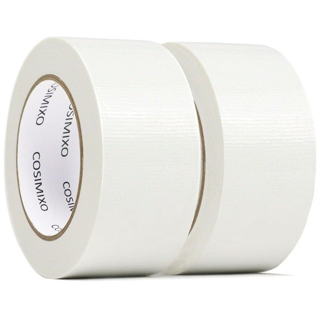 czcpp-2-Lot de 2 Ruban Adhésif Blanc pour Usage Intensif, 2 Pouces x 30 Yards, Fort, Flexible, Sans Résidu, Tout Temps et Résistant aux Déchirures à la Main - Valeur en Vrac pour Réparations, Usage Industriel, Professionnel