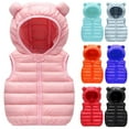 thumbnail image 2 of XBASW Kids Toddlers Baby Girls Boys Winter Vest Solid Color down Cotton Waistcoat Ears Hooded Warm Sleeveless Jacket Outerwear 1-6T, 2 of 9