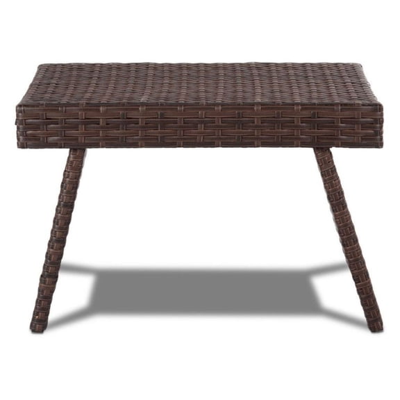 FASCK Folding PE Rattan Side Coffee Table, Portable & All-Weather, Outdoor Patio Garden Balcony Furniture