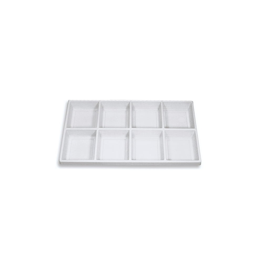 8 Section White Plastic Tray Inserts 14"L x 71/2"W Set of 3