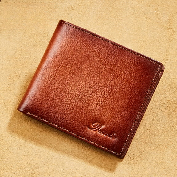 Men's Wallet, Top Layer Cowhide, Anti-theft Card Swiping Rfid Genuine Leather Wallet/4.3 * 3.9in