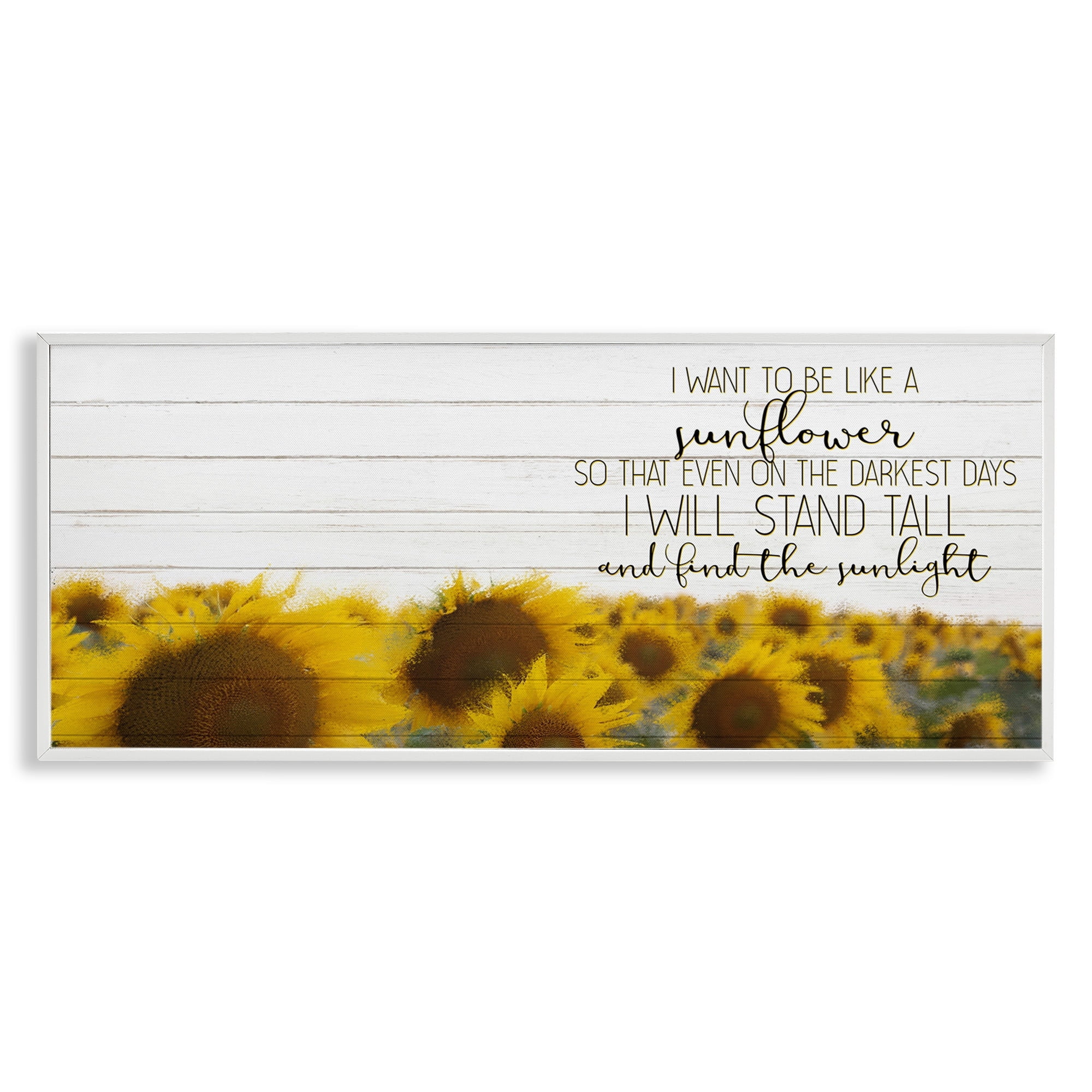 Stupell Industries Be Like A Sunflower Wood Texture Inspiring Word Design, 10 x 24,Design by Kimberly Allen