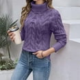 thumbnail image 2 of UJNDER High Neck Knit Pullover Sweater for Women Soft Warm Winter Turtleneck Top Casual Loose Fit Purple L, 2 of 8