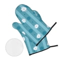 thumbnail image 3 of YFYANG Oven Mitts and Pot Holders Sets 4 Pieces, Non-Slip Heat Resistant Blue Striped Flowers Kitchen Glove Pot Mat for Cooking and Baking, 3 of 8
