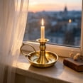 thumbnail image 4 of Lilixerw Christmas Handheld Taper Candle Holder, Glossy Golden Candlestick with Drip Catch Tray, for Wedding Banquet, Holiday Feast and Cabinet Display, 4.7x2.17x3.9 inch for Christmas Decoration, 4 of 6