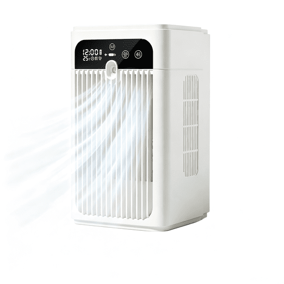 Desktop Silent Cooling Fan, Personal Evaporative Air Cooler with Humidifier for Kitchen Dorm Office, USB Powered Mini Cooler Fan for Desk White