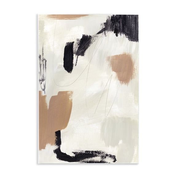 Stupell Industries Contemporary Expressive Abstract Composition Neutral Beige Black Wall Plaque Art, 10 x 15, by Victoria Barnes