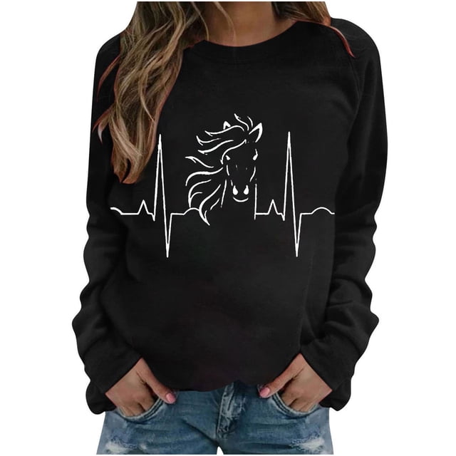 Sudadera Para Mujer Cuello Redondo Sudadera de Gran Tamaño Casual Manga Completa Cuello Redondo Tops Camisas Sueltas Blusa Jersey Sudadera Estampada Odeerbi ODB136874