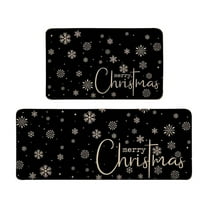 CuiLiyq Black Merry Christmas Snowflake Doormat Set, 2 PCS Snowflake Winter Home Decor Rug Door Mat, Floor Mat for Indoor Outdoor Home Holiday Party Decoration (23.6" x 15.7", 47.2" x 15.7")