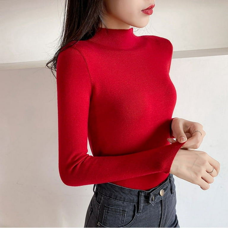 PIKADINGNIS New-Coming Autumn Winter Tops Turtleneck Pullovers Sweaters  Primer Shirt Long Sleeve Short Korean Slim-fit Tight Sweater 