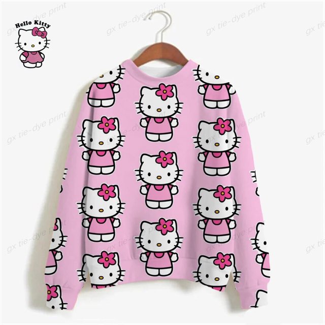 Sudadera con capucha y estampado de Hello Kitty para mujer, jersey de manga larga a la moda, estilo Harajuku, Tops informales, gran oferta, 2023