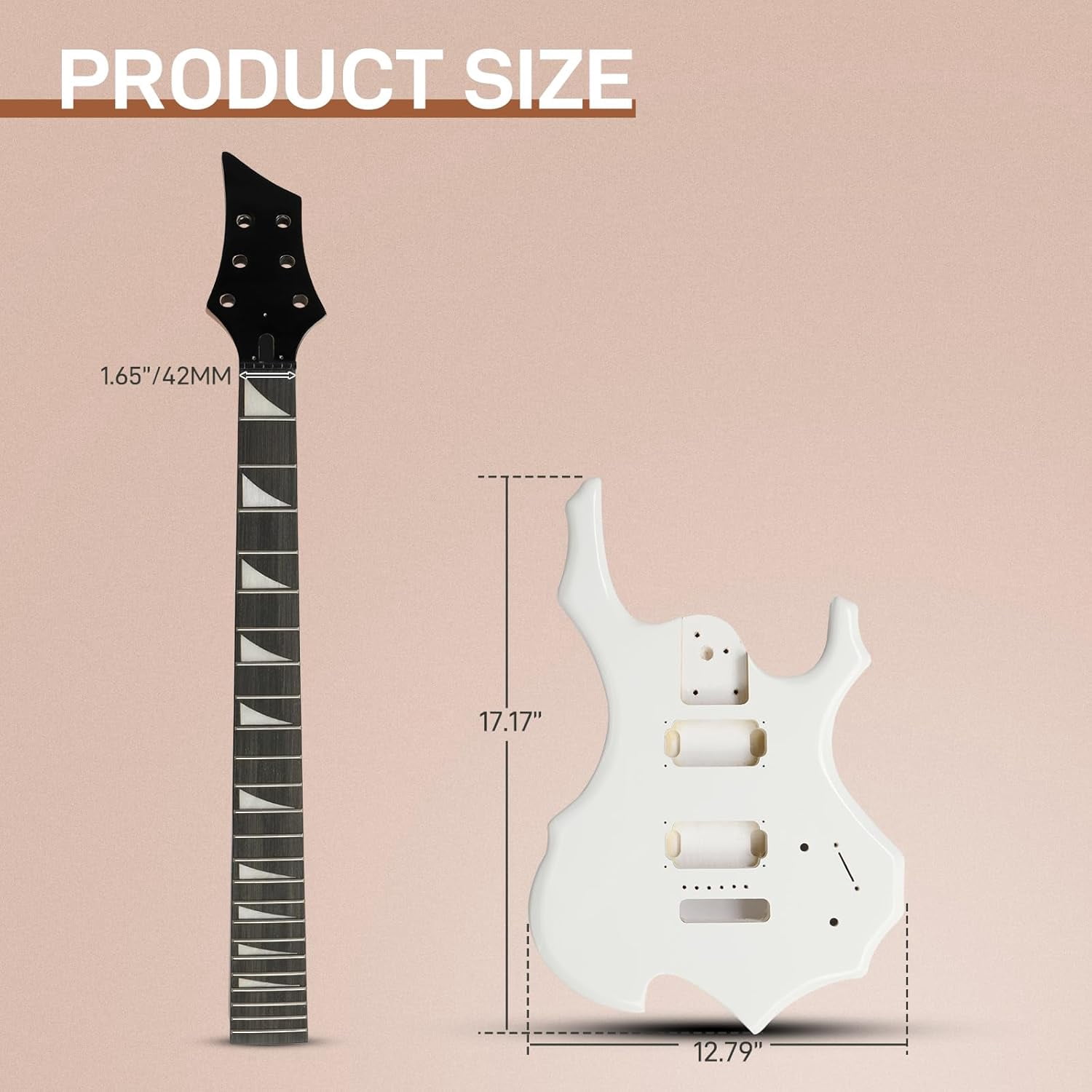 DIY Guitar Kit with Solid Body, Tech Fingerboard and Maple Neck, 6 String DIY Electric Guitar Kit with Unique Design, Easy Installation & Full Equipment to Build Your Own Guitar (Flame-White)
