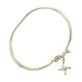 thumbnail image 2 of 5 3/4 inch Oval Eye Hook Bangle Bracelet w/ St. Brigid Cross in Gold-Filled, 2 of 3
